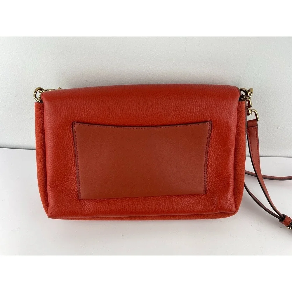 Tory Burch Kira Orange Mixed Material Double Strap Crossbody‎ Shoulder Bag NWT